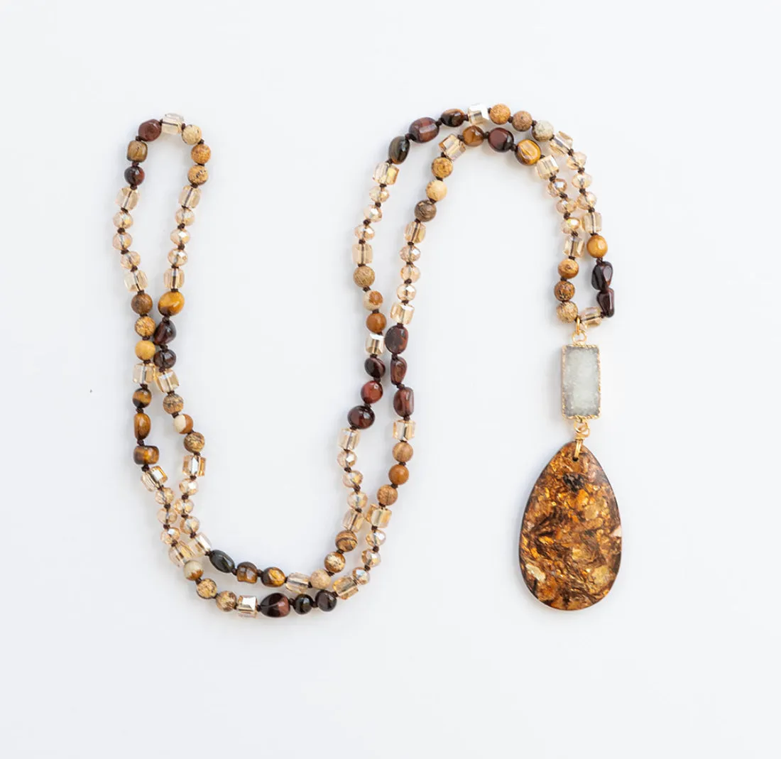 Boho & Mala Tribal Mix Agate Stone Necklace TN10075