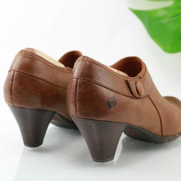 Born Womens Calixta Boot Pump Size 9 Brown Leather Cone Heel Bootie Shootie Boho