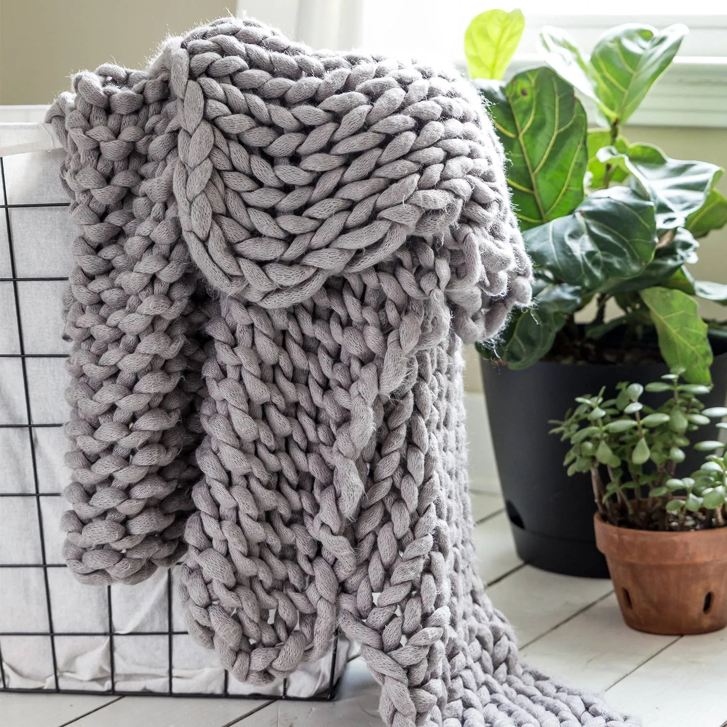 Chunky Knit Throw in Sage