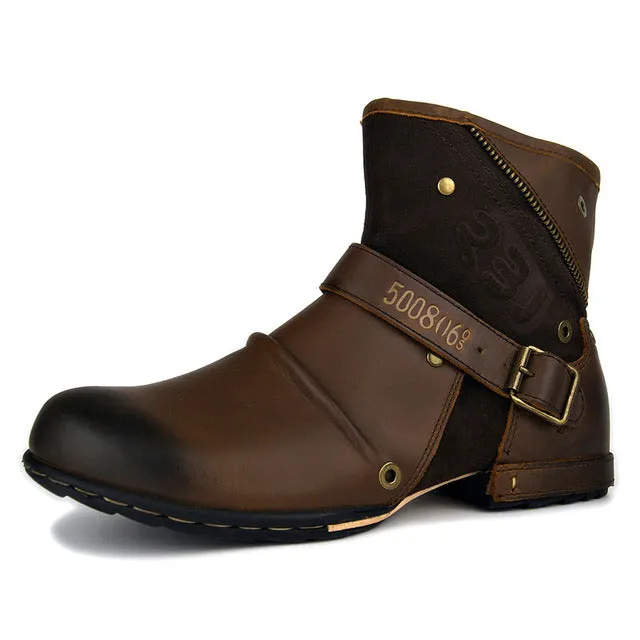 Handmade west tooling cowboy genuine leather big toe buckle strap men Boots retro new Boots