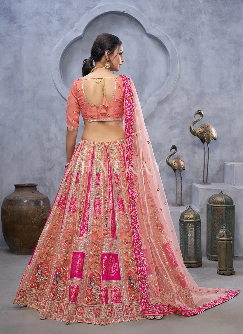 Peachish Pink Bridal Lehenga Choli
