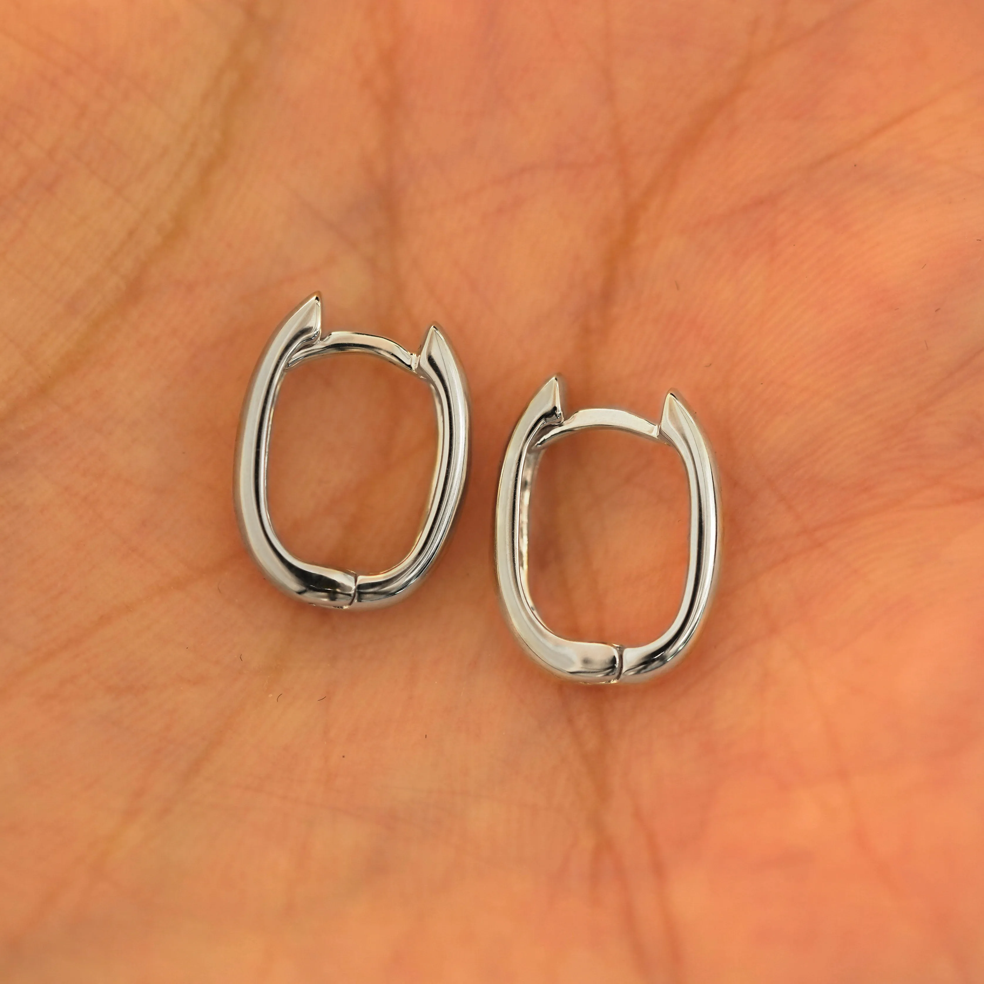 Thick Oval Huggie Hoops
